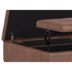 Pouf contenitore sollevabile in similpelle quadrata da 36" con piano diviso e 2 scomparti, marrone sella