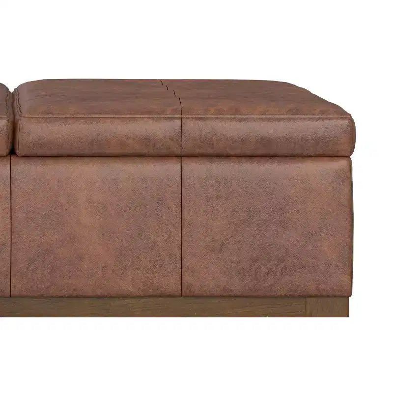 Pouf contenitore sollevabile in similpelle quadrata da 36" con piano diviso e 2 scomparti, marrone sella