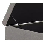 Tavolino contenitore ottomano quadrato da 91 cm con piano sollevabile, rivestimento in lino, struttura in pino, grigio