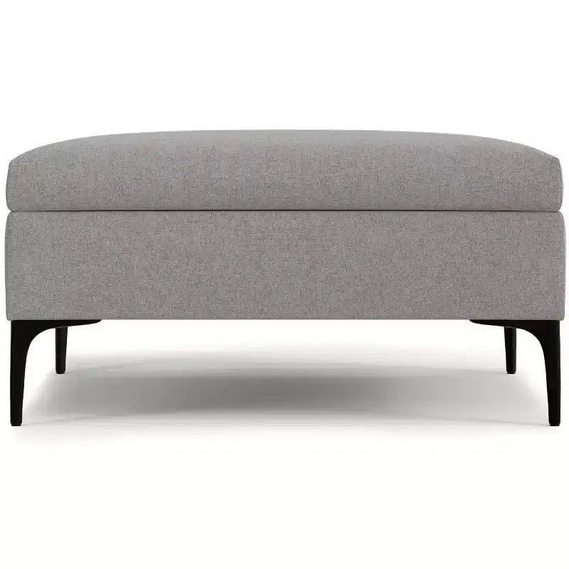 Tavolino contenitore ottomano quadrato da 91 cm con piano sollevabile, rivestimento in lino, struttura in pino, grigio