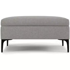Tavolino contenitore ottomano quadrato da 91 cm con piano sollevabile, rivestimento in lino, struttura in pino, grigio