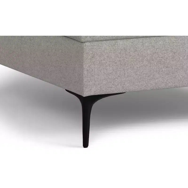 Tavolino contenitore ottomano quadrato da 91 cm con piano sollevabile, rivestimento in lino, struttura in pino, grigio