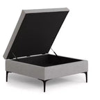 Tavolino contenitore ottomano quadrato da 91 cm con piano sollevabile, rivestimento in lino, struttura in pino, grigio