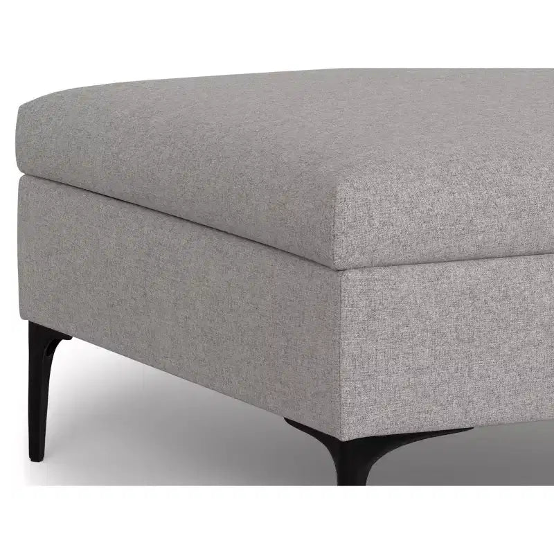 Tavolino contenitore ottomano quadrato da 91 cm con piano sollevabile, rivestimento in lino, struttura in pino, grigio