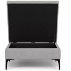 Tavolino contenitore ottomano quadrato da 91 cm con piano sollevabile, rivestimento in lino, struttura in pino, grigio