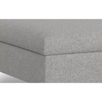 Tavolino contenitore ottomano quadrato da 91 cm con piano sollevabile, rivestimento in lino, struttura in pino, grigio