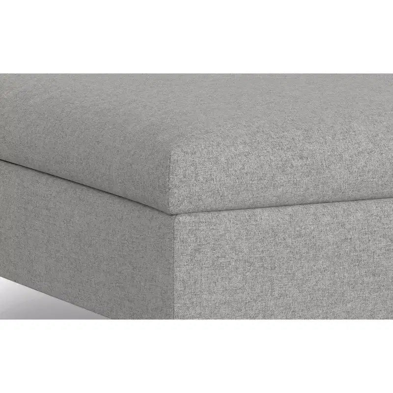 Tavolino contenitore ottomano quadrato da 91 cm con piano sollevabile, rivestimento in lino, struttura in pino, grigio