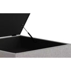 Tavolino contenitore ottomano quadrato da 91 cm con piano sollevabile, rivestimento in lino, struttura in pino, grigio