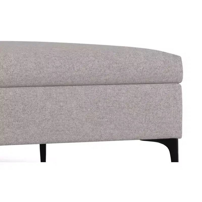 Tavolino contenitore ottomano quadrato da 91 cm con piano sollevabile, rivestimento in lino, struttura in pino, grigio