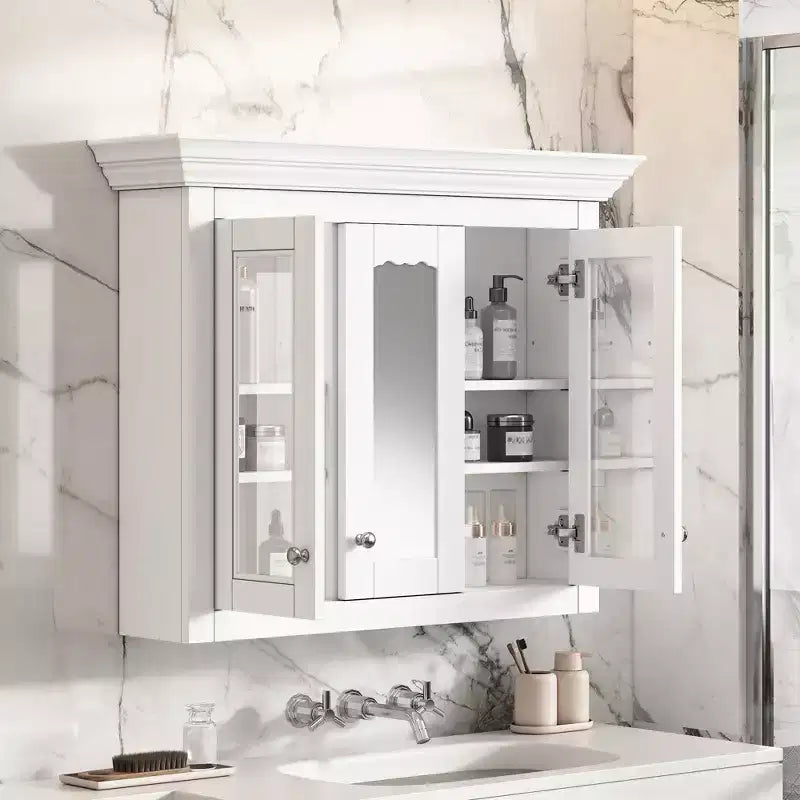Mobiletto a muro per medicinali da 35" con specchio e 5 ripiani regolabili per il bagno