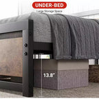 Base letto con piattaforma industriale in metallo da 14" per impieghi gravosi, con testiera in legno e vano contenitore sotto al letto, nessun bisogno di una rete a molle
