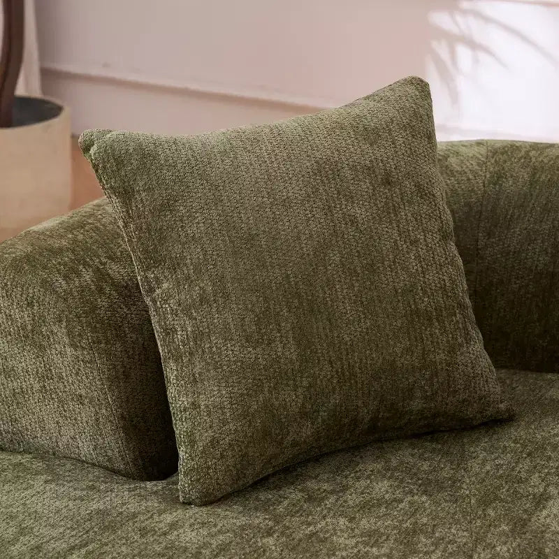 Moderno Divano a Nuvola a Mezzaluna in ciniglia con Cuscini, Seduta Profonda, 3 Posti per Soggiorno e Camera da Letto