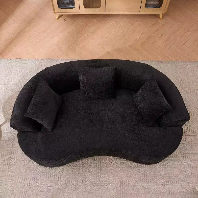 Moderno Divano a Nuvola a Mezzaluna in ciniglia con Cuscini, Seduta Profonda, 3 Posti per Soggiorno e Camera da Letto