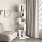 Libreria Rotante a 6 Ripiani di 190 cm con Pannelli Acrilici e Base Antiribaltamento per Camera da Letto e Soggiorno