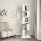 Libreria Rotante a 6 Ripiani di 190 cm con Pannelli Acrilici e Base Antiribaltamento per Camera da Letto e Soggiorno