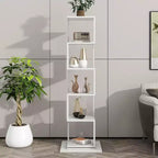 Libreria Rotante a 6 Ripiani di 190 cm con Pannelli Acrilici e Base Antiribaltamento per Camera da Letto e Soggiorno