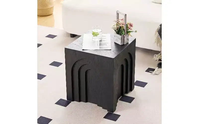 Tavolino moderno quadrato, comodino in MDF per soggiorno e camera da letto, 40x40 cm, bianco