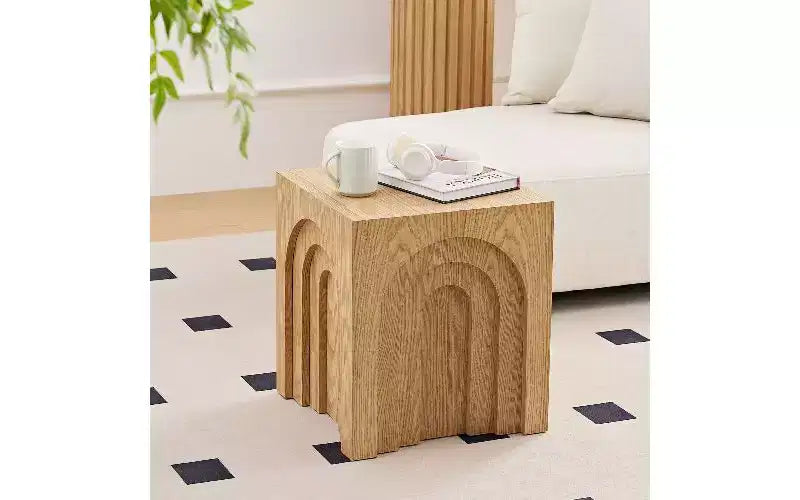 Tavolino moderno quadrato, comodino in MDF per soggiorno e camera da letto, 40x40 cm, bianco