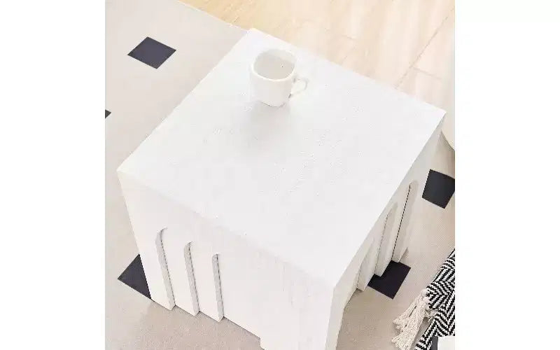 Tavolino moderno quadrato, comodino in MDF per soggiorno e camera da letto, 40x40 cm, bianco
