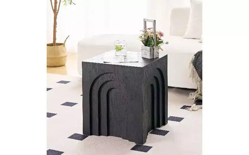 Tavolino moderno quadrato, comodino in MDF per soggiorno e camera da letto, 40x40 cm, bianco