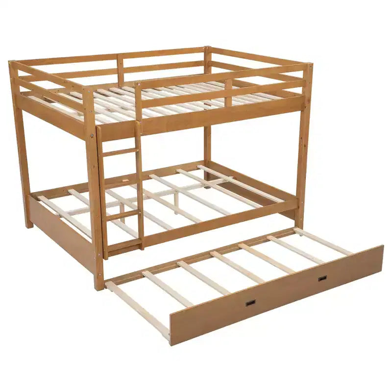 Letto a castello in legno Queen Size con letto estraibile Twin XL, pino e MDF, capacità di 272 kg per bambini e ospiti