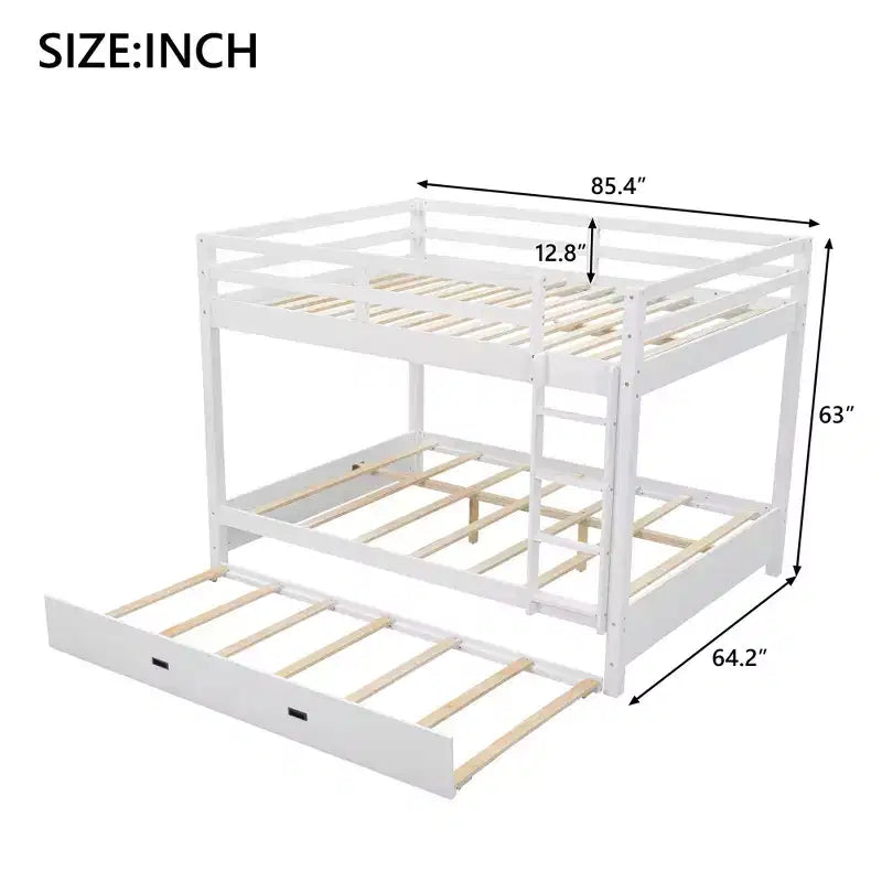 Letto a castello in legno Queen Size con letto estraibile Twin XL, pino e MDF, capacità di 272 kg per bambini e ospiti