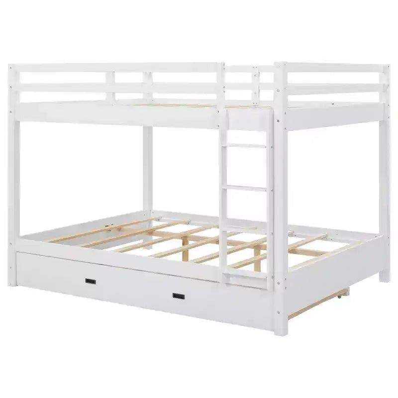 Letto a castello in legno Queen Size con letto estraibile Twin XL, pino e MDF, capacità di 272 kg per bambini e ospiti