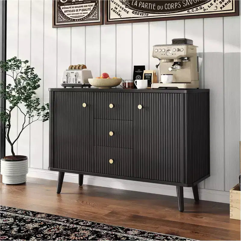 Madia a buffet scanalata da 47" con 3 cassetti e ripiani regolabili per sala da pranzo e cucina