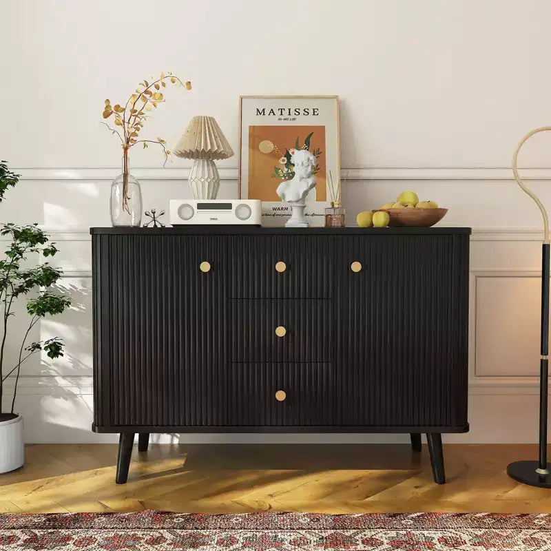 Madia a buffet scanalata da 47" con 3 cassetti e ripiani regolabili per sala da pranzo e cucina
