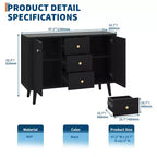 Madia a buffet scanalata da 47" con 3 cassetti e ripiani regolabili per sala da pranzo e cucina