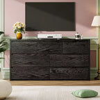 Cassettiera in legno moderna ampia a 7 cassetti, design senza maniglie, 134 cm L, per camera da letto, soggiorno e ingresso