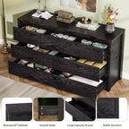 Cassettiera in legno moderna ampia a 7 cassetti, design senza maniglie, 134 cm L, per camera da letto, soggiorno e ingresso
