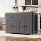 Isola per Cucina Rotante da 74,5" con Tavolo da Pranzo Allungabile, 2 Cassetti, Mobile a 4 Ante e Porta Spezie