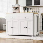Isola per Cucina Rotante da 74,5" con Tavolo da Pranzo Allungabile, 2 Cassetti, Mobile a 4 Ante e Porta Spezie