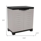 Armadio multiuso in plastica resistente a 2 ante da 66 cm con ripiano regolabile, grigio e nero, capacità 13,6 kg
