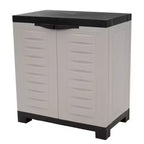 Armadio multiuso in plastica resistente a 2 ante da 66 cm con ripiano regolabile, grigio e nero, capacità 13,6 kg
