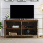 Mobile TV alto 58" per televisori fino a 65" con 3 ripiani e gestione cavi, MDF effetto legno di fienile