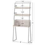 Scrivania a scala industriale con ripiani aperti, 185 cm di altezza, superficie in impiallacciatura e MDF, struttura in metallo naturale/nero