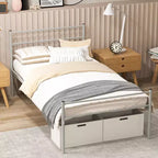 Telaio letto a piattaforma in metallo singolo con testiera, pediera e 34,3 cm di spazio sotto il letto, capacità 222 kg