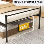 Telaio letto a piattaforma in metallo singolo con testiera, pediera e 34,3 cm di spazio sotto il letto, capacità 222 kg