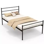Telaio letto a piattaforma in metallo singolo con testiera, pediera e 34,3 cm di spazio sotto il letto, capacità 222 kg