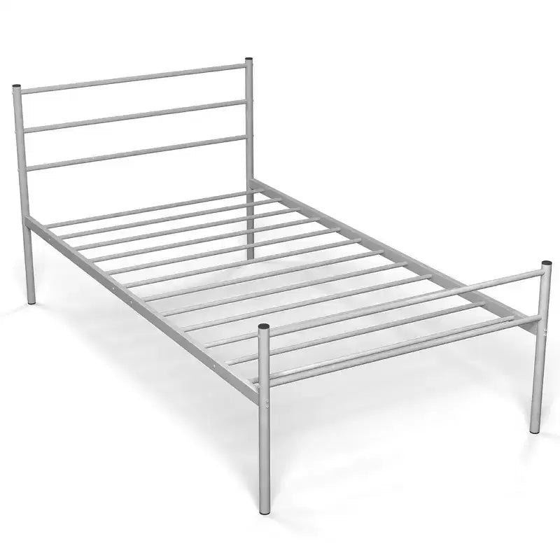 Telaio letto a piattaforma in metallo singolo con testiera, pediera e 34,3 cm di spazio sotto il letto, capacità 222 kg