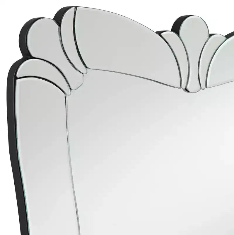 Specchio da parete rettangolare per bagno, 66 cm di larghezza, con bordo smussato e cornice decorativa floreale in vetro