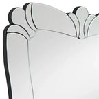 Specchio da parete rettangolare per bagno, 66 cm di larghezza, con bordo smussato e cornice decorativa floreale in vetro