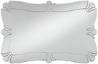 Specchio da parete rettangolare per bagno, 66 cm di larghezza, con bordo smussato e cornice decorativa floreale in vetro