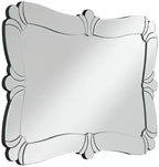 Specchio da parete rettangolare per bagno, 66 cm di larghezza, con bordo smussato e cornice decorativa floreale in vetro