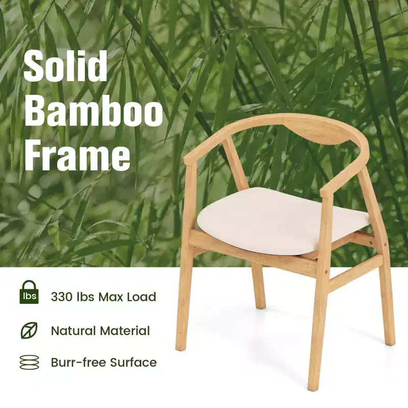 Poltrona moderna in bambù con cuscino imbottito, schienale ergonomico, portata 150 kg