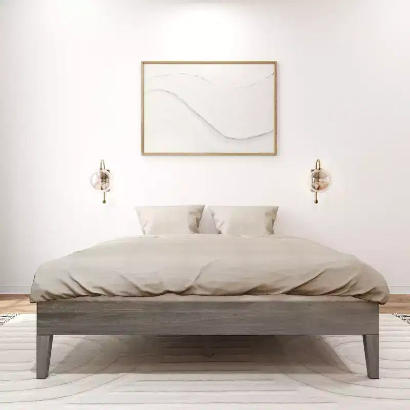 Struttura Letto Matrimoniale a Piattaforma in Legno Massello con Doghe in Pino, Altezza 35,5 cm, Capacità 340 kg, Nessuna Rete a Molle Necessaria