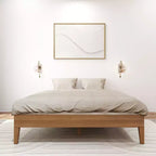 Struttura Letto Matrimoniale a Piattaforma in Legno Massello con Doghe in Pino, Altezza 35,5 cm, Capacità 340 kg, Nessuna Rete a Molle Necessaria