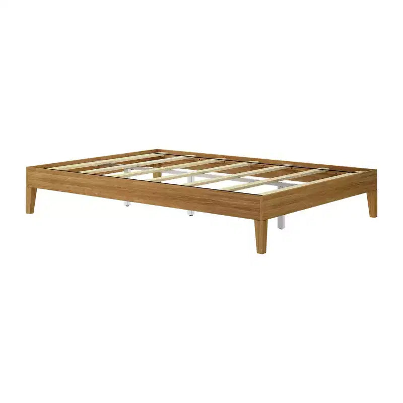 Struttura Letto Matrimoniale a Piattaforma in Legno Massello con Doghe in Pino, Altezza 35,5 cm, Capacità 340 kg, Nessuna Rete a Molle Necessaria